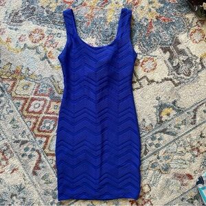 Blue Chevron Dress with Bow